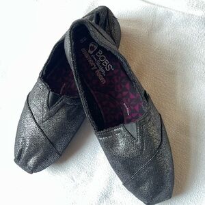 Skechers BOBS Women's Charcoal Gray Glitter Slip-On Flats